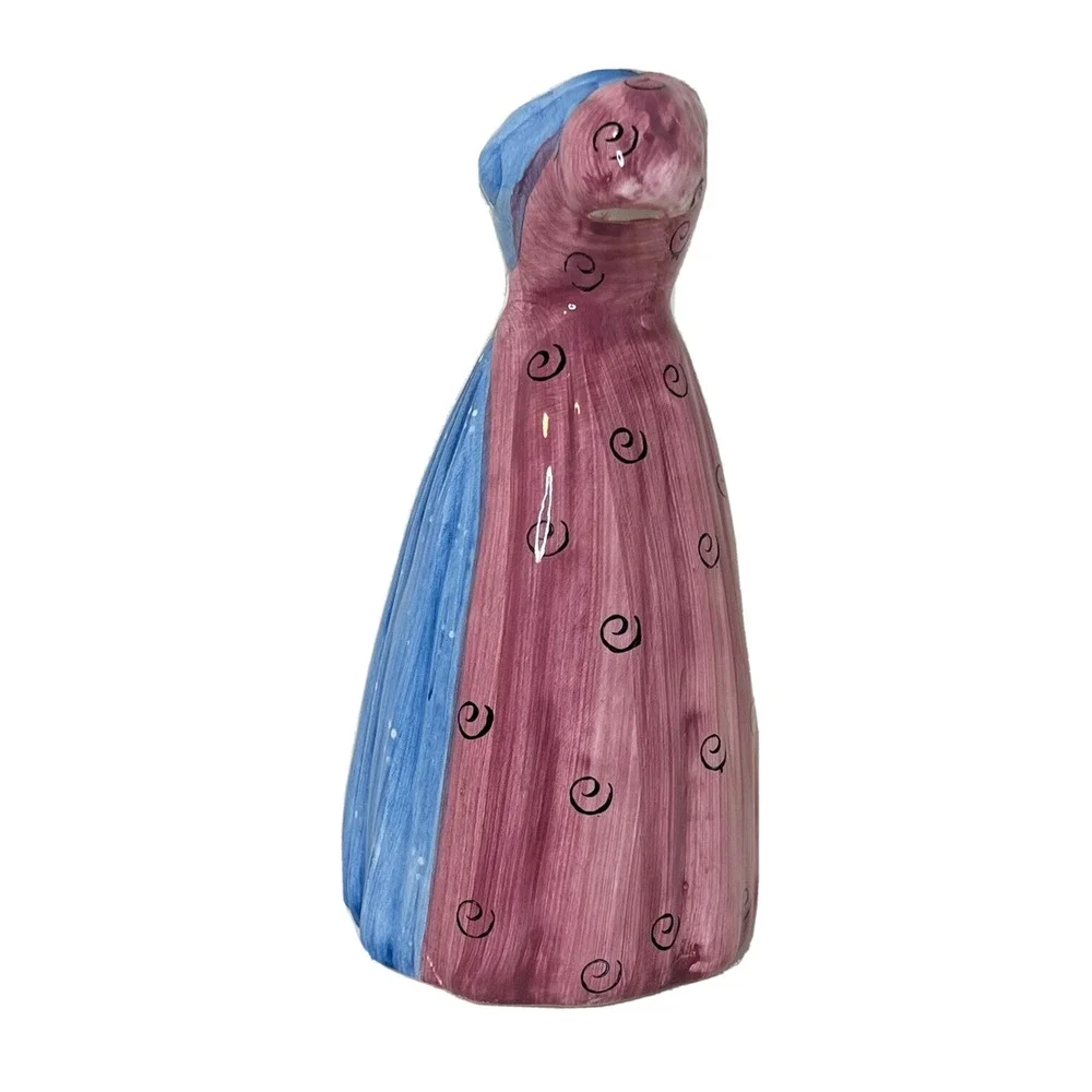 Seymour Mann Carnaby Collection Blue Purple Lady Gown Ceramic Vase 8 in